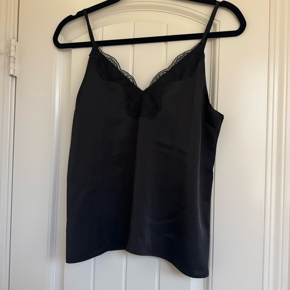 NWT Express Black Satin Camisole with Lace Size XS
